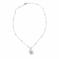 Cadena de acero inoxidable con dije de cristal Murano en forma de corazón.