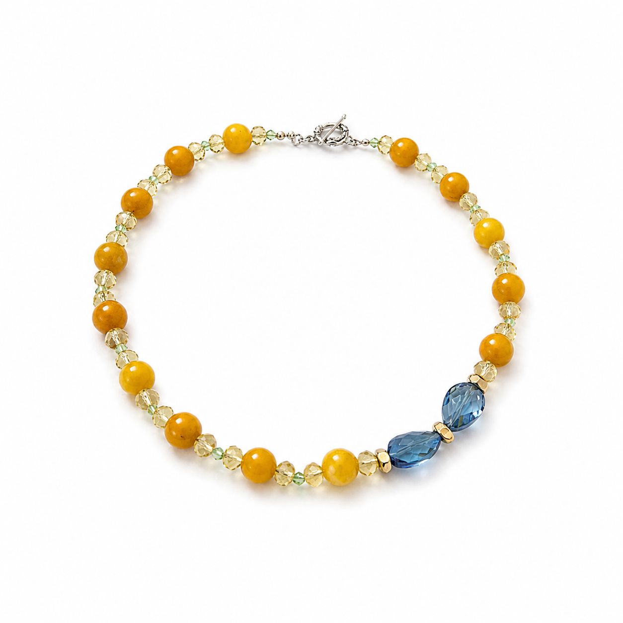 Collar de Ágata, Cristal Victoria y Cristal Electrochapado Azul