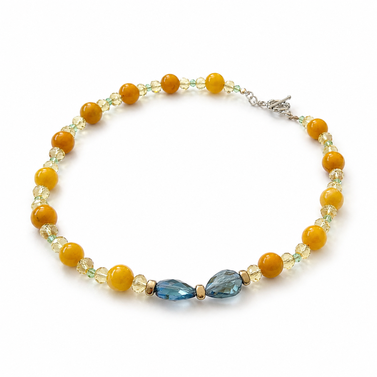 Collar de Ágata, Cristal Victoria y Cristal Electrochapado Azul