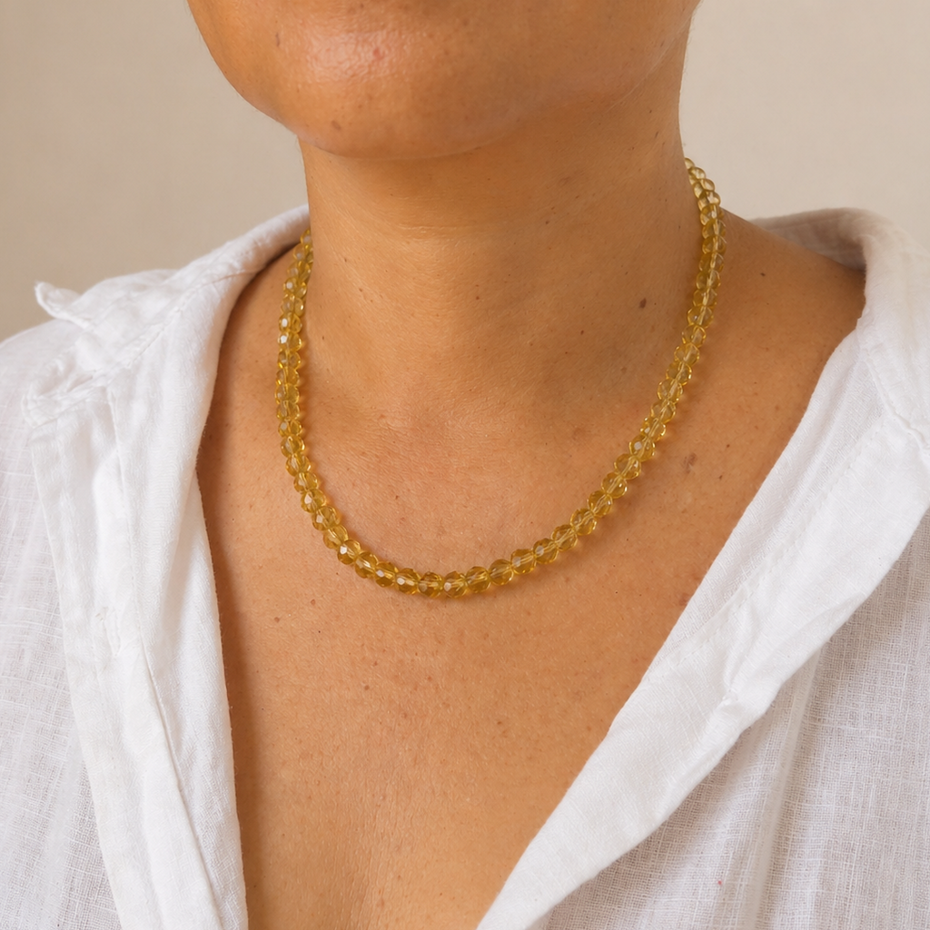 Collar de Cristal Victoria Amarillo Facetado