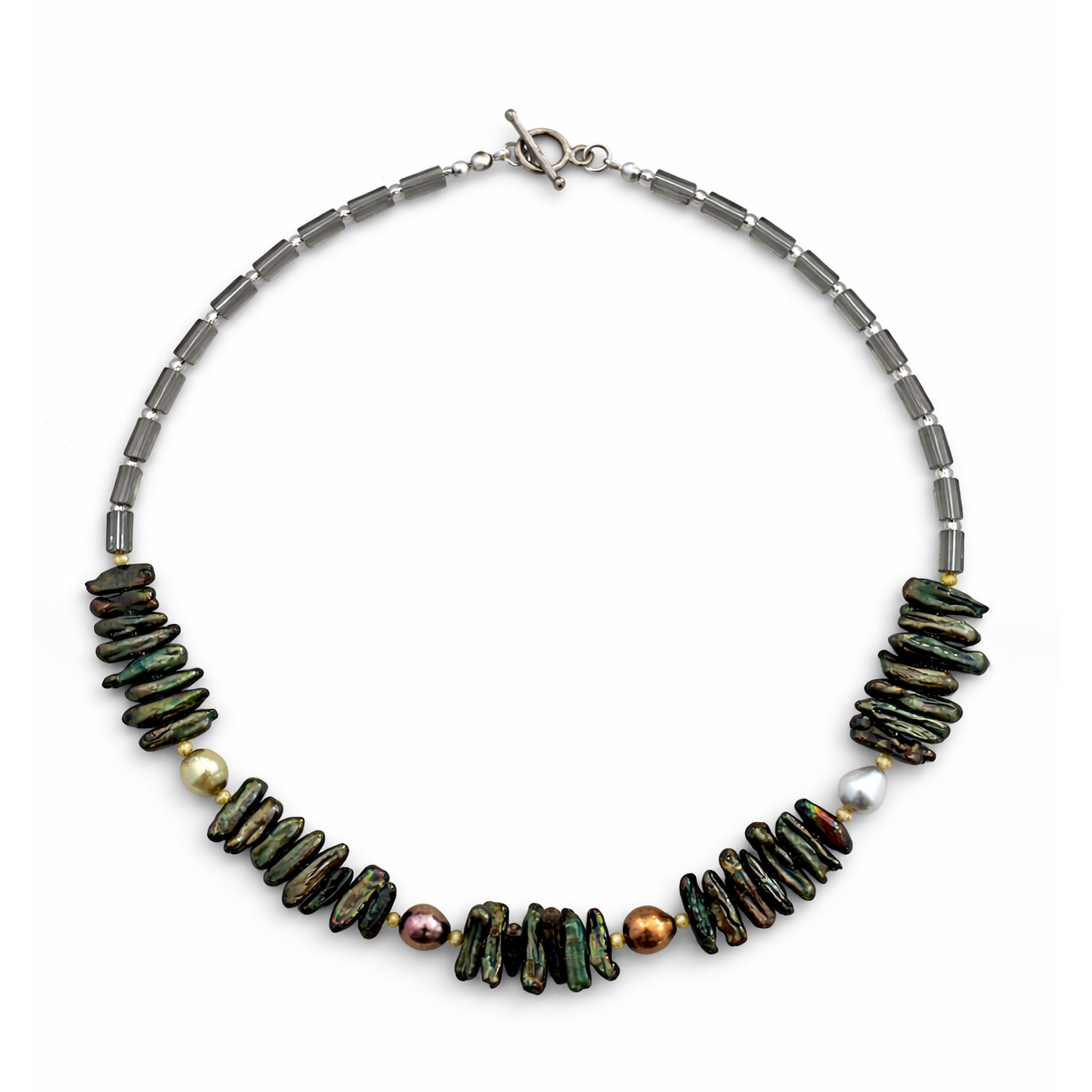 Collar de perla barroca, perla cultivada, cristal Victoria y circonia facetada