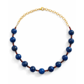 Collar de lapislázuli, circonias y cadena en chapa de oro.