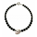 Collar de obsidiana dorada, cristal electrochapado y perla barroca