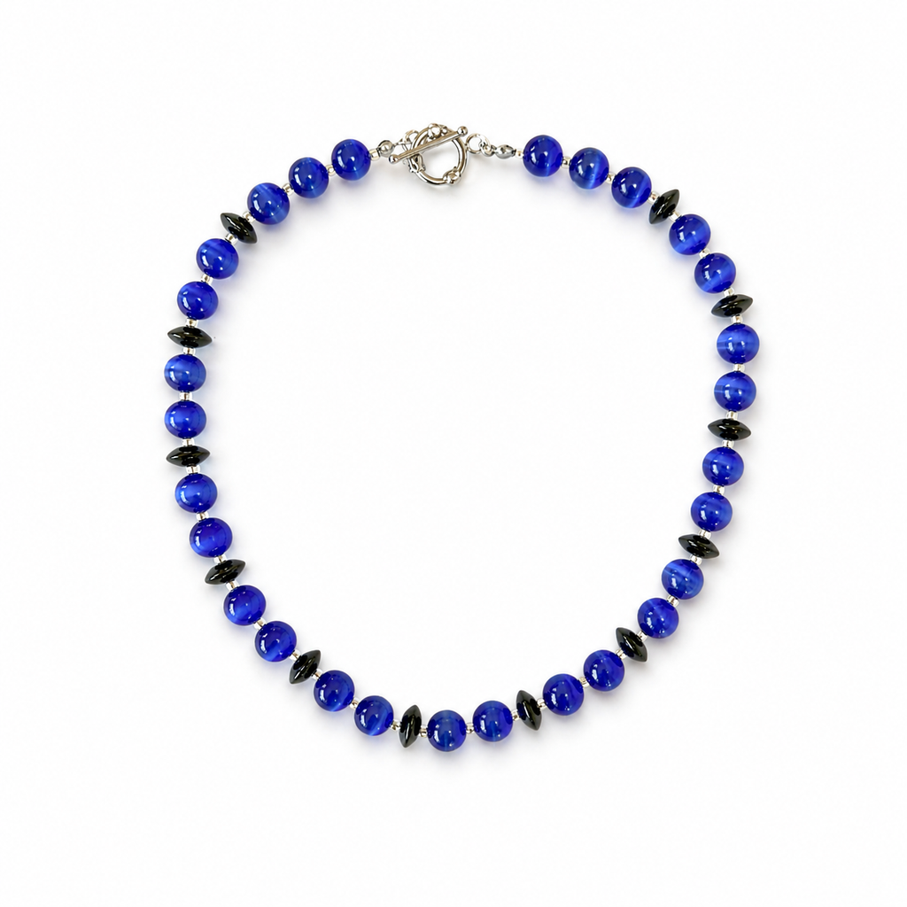Collar con ojo de gato, ónix y cristal Miyuki