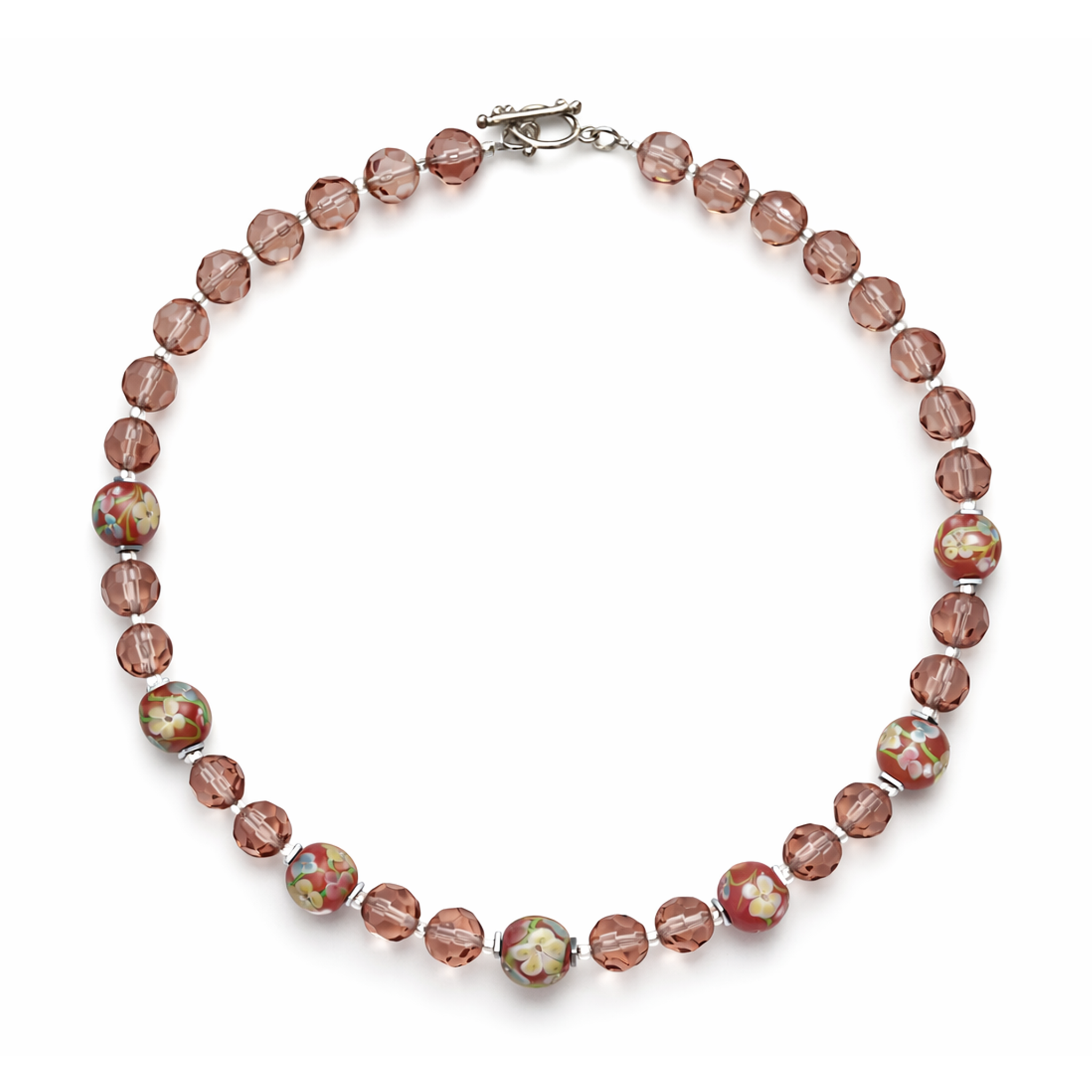 Collar de cristal de Murano, hematita, cristal Victoria lila y cristal Miyuki