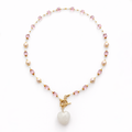 Collar de perla cultivada, cuarzo rosa y cristales Miyuki (57 cm)