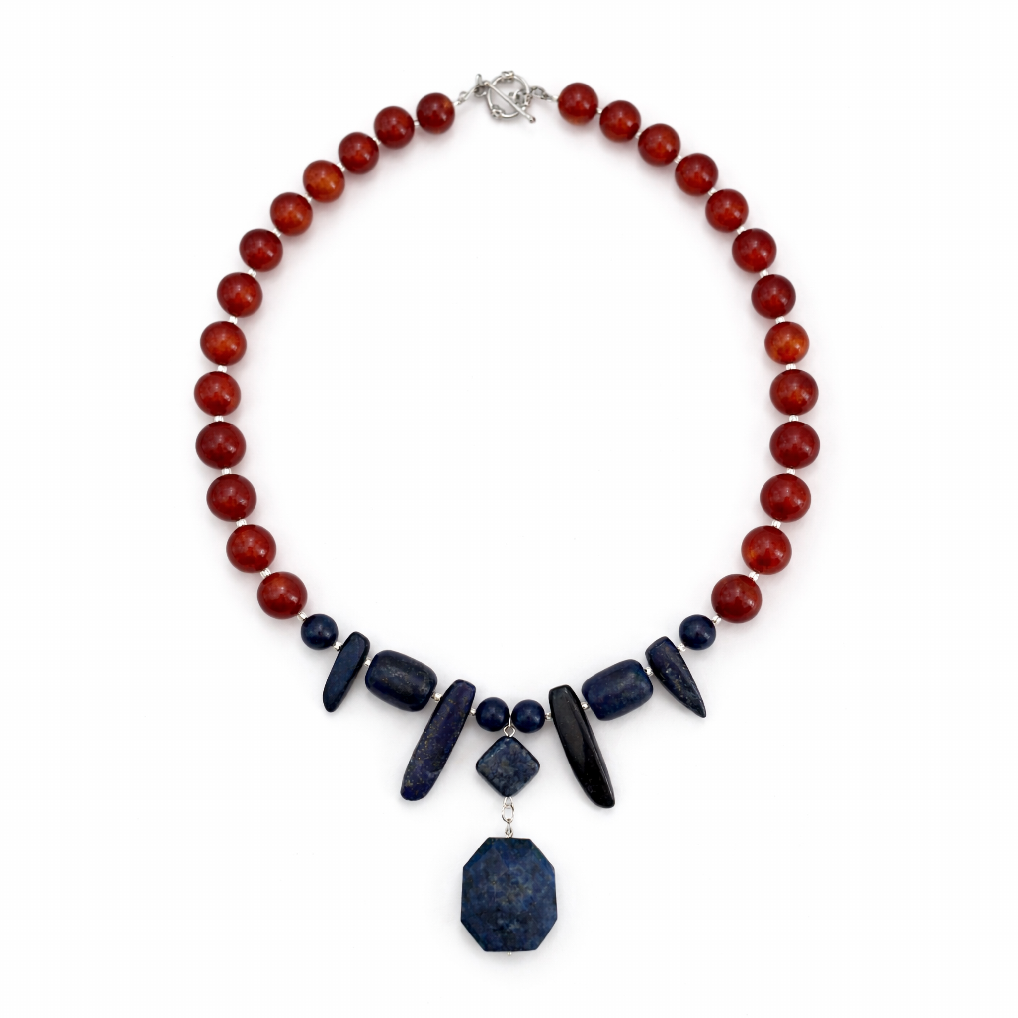 Collar de Ágata Cornalina, Lapislázuli y Cristal Miyuki.