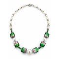 Collar de Cristal de Murano Verde y Perla Mallorca