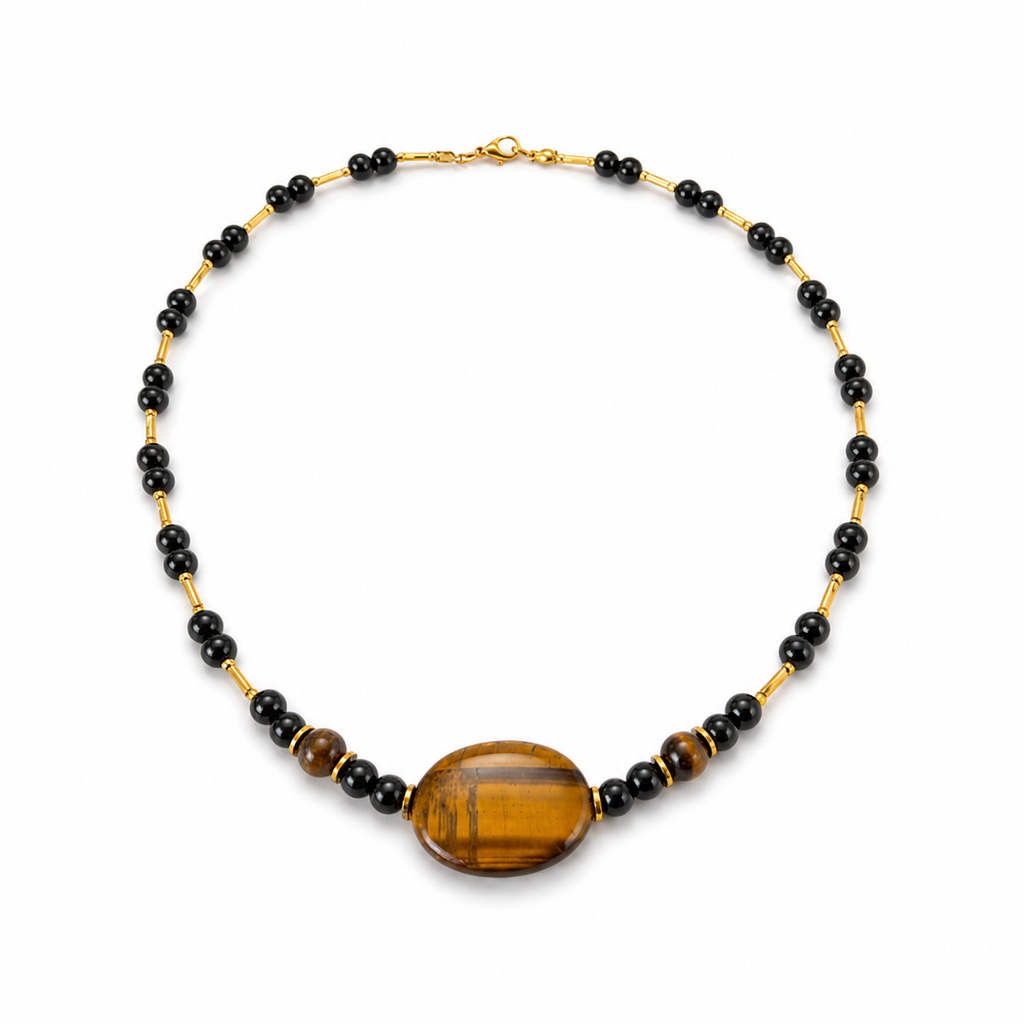 Collar de Ágata y Ojo de Tigre con cristales Miyuki