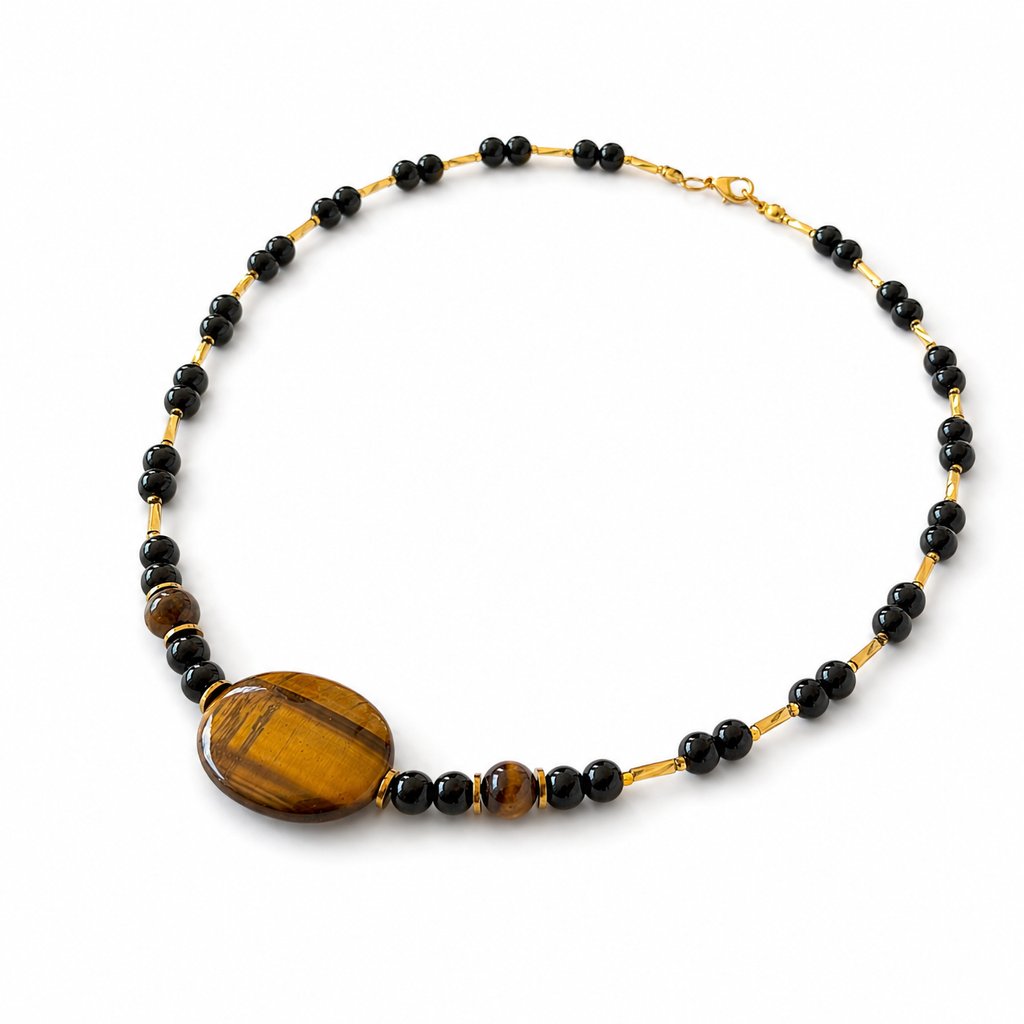 Collar de Ágata y Ojo de Tigre con cristales Miyuki