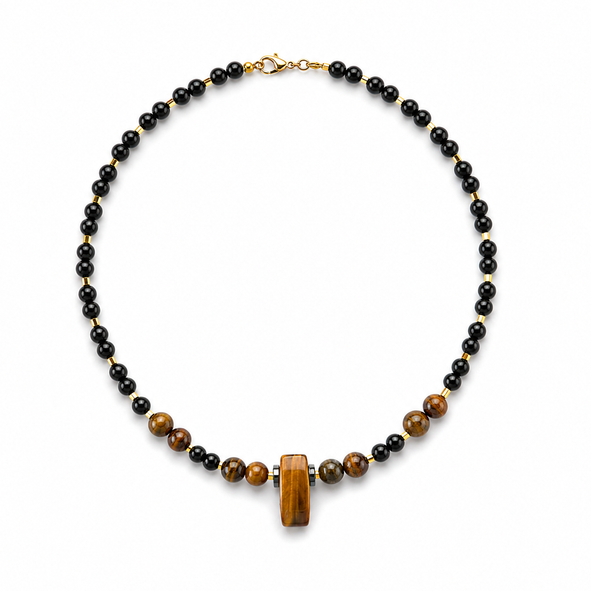 Collar de Ágata y Ojo de Tigre con detalles de Miyuki y hematite