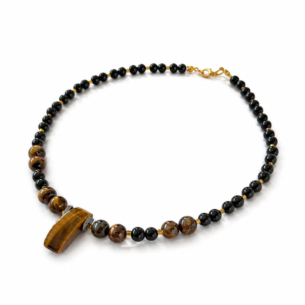 Collar de Ágata y Ojo de Tigre con detalles de Miyuki y hematite