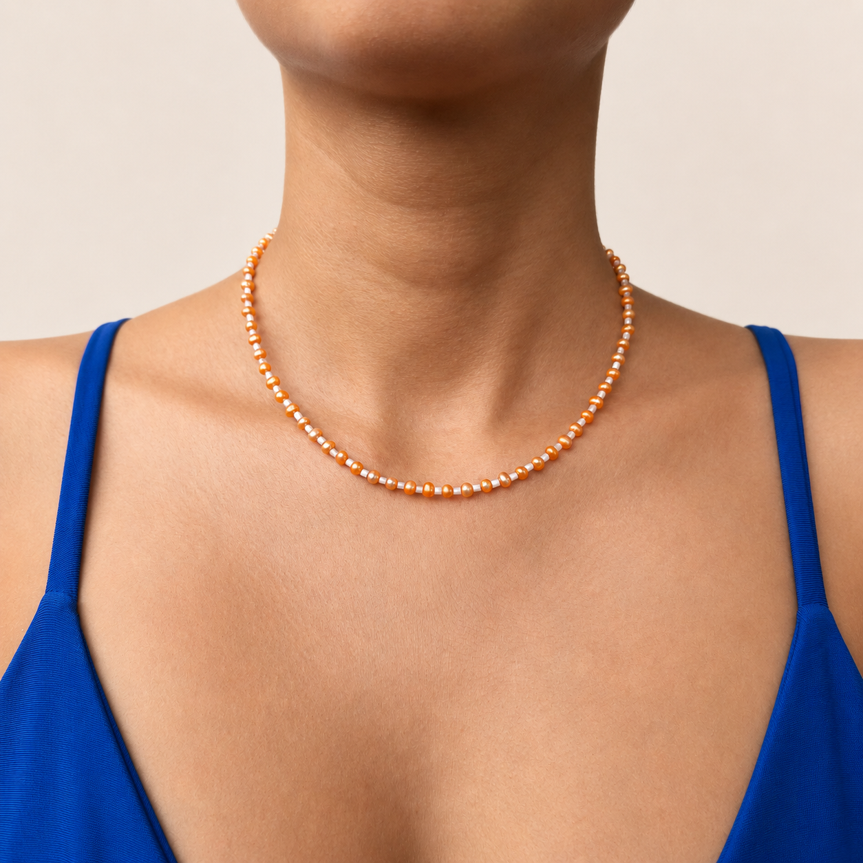 Collar de perla cultivada con cristal Miyuki.