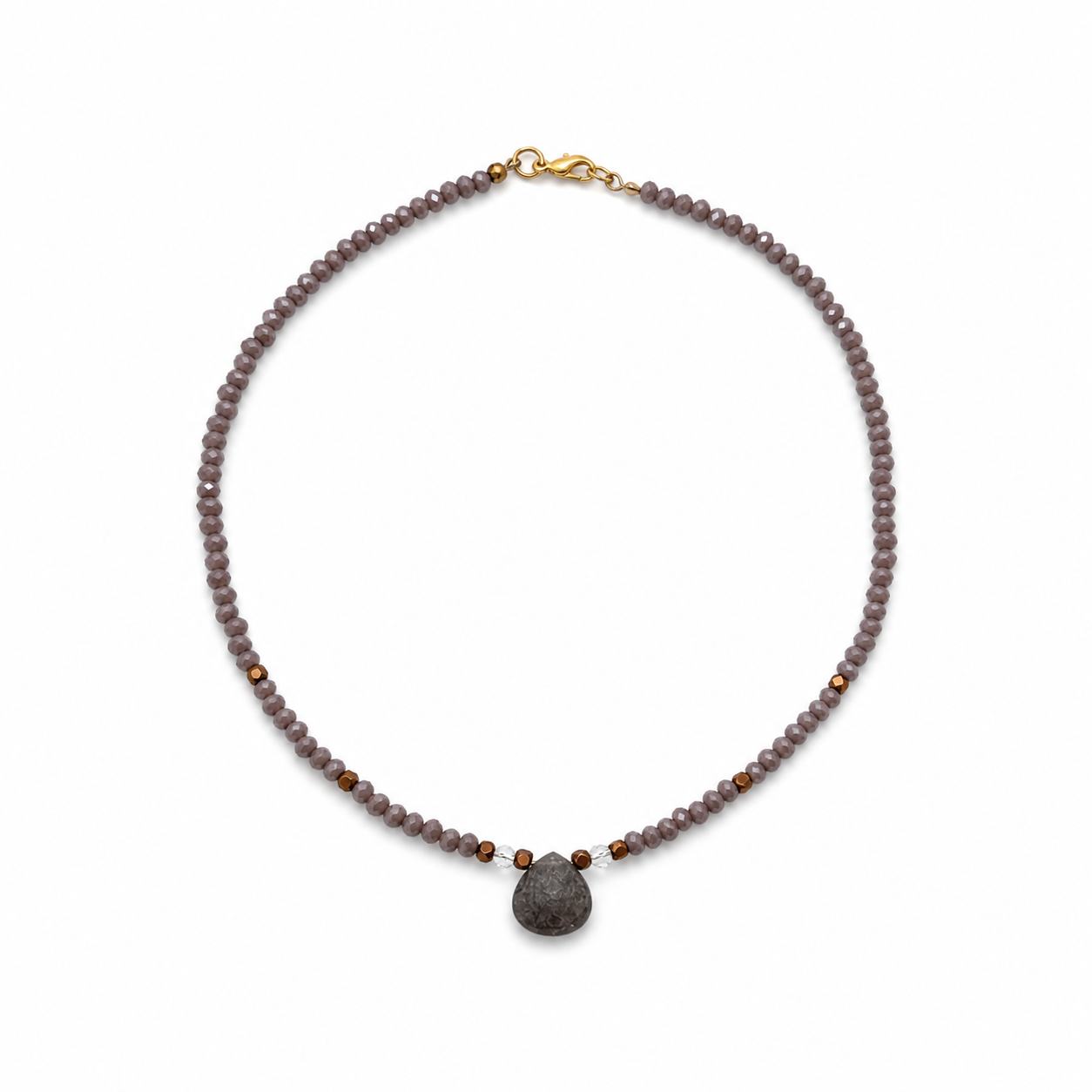 Collar de Cristal checo con dije de Agata facetada.