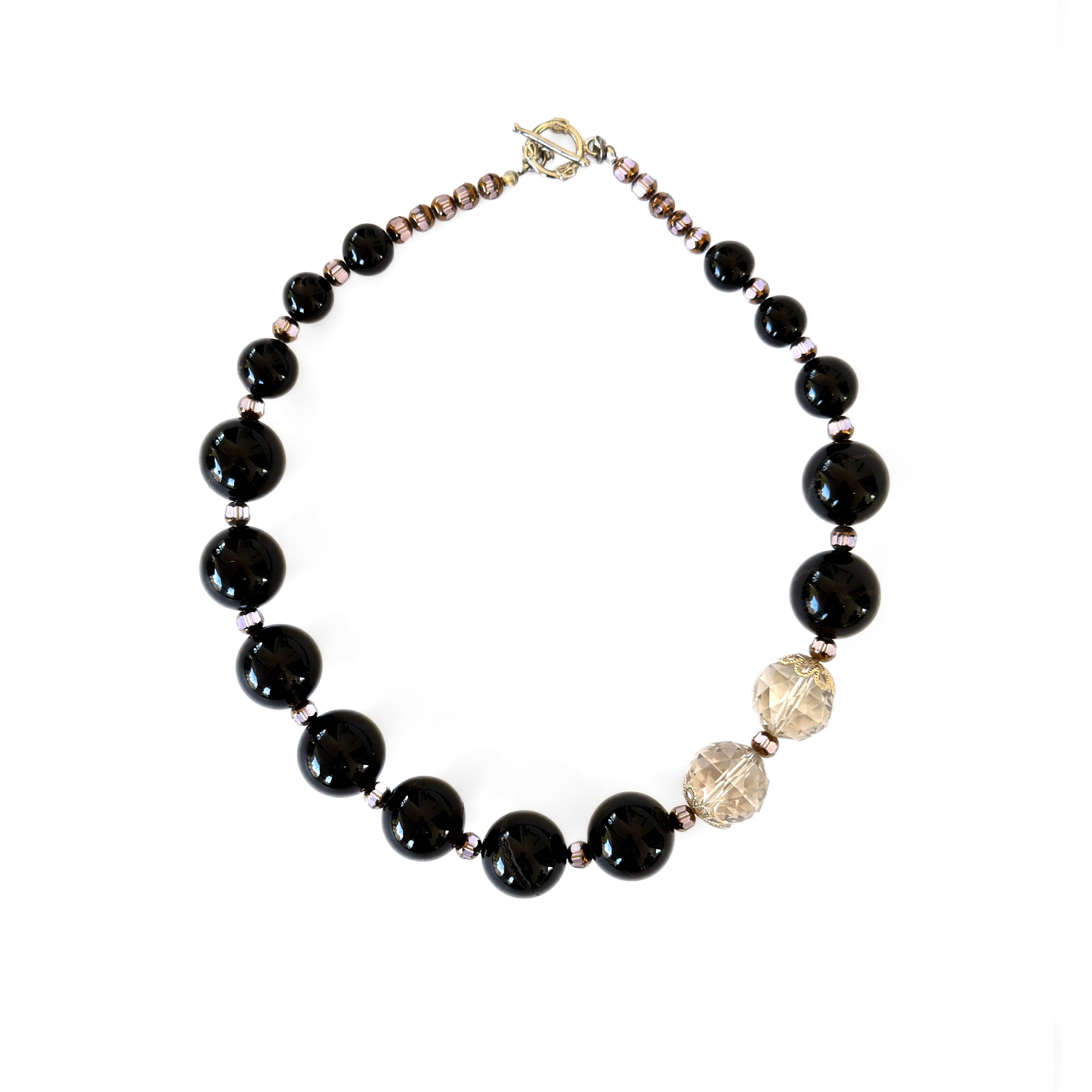Collar de ónix y cristal electrochapado facetado