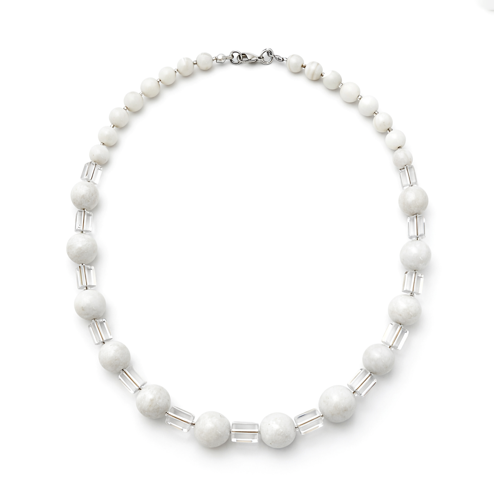 Collar de perla de ágata, cristal Victoria y perla concha